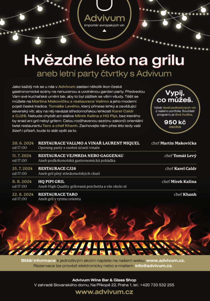 Slovanský dům: Hvězdné léto na grilu aneb letní party čtvrtky s Advivum Wine Bar